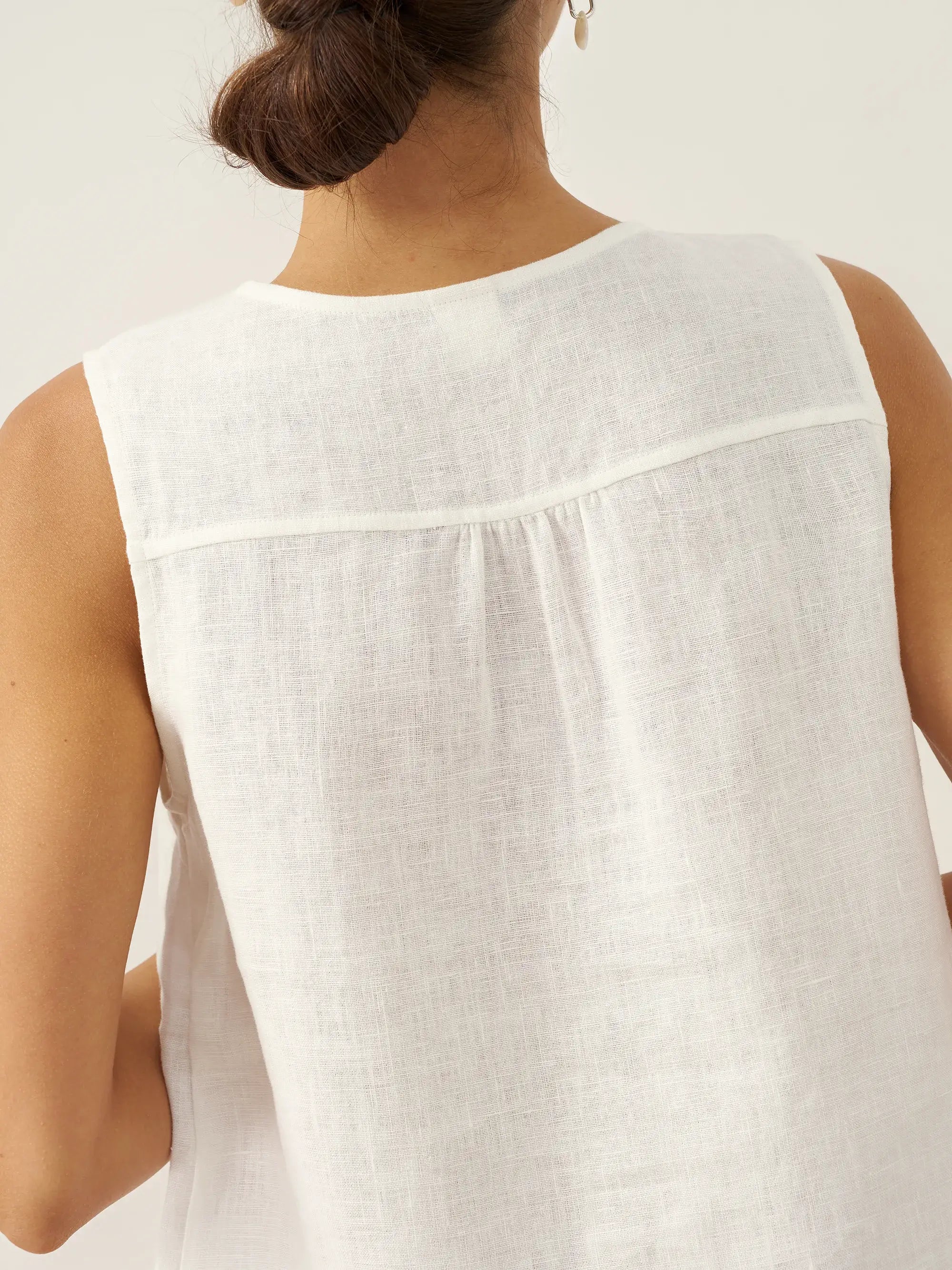 Linen V-Neck Sleeveless Tank Top