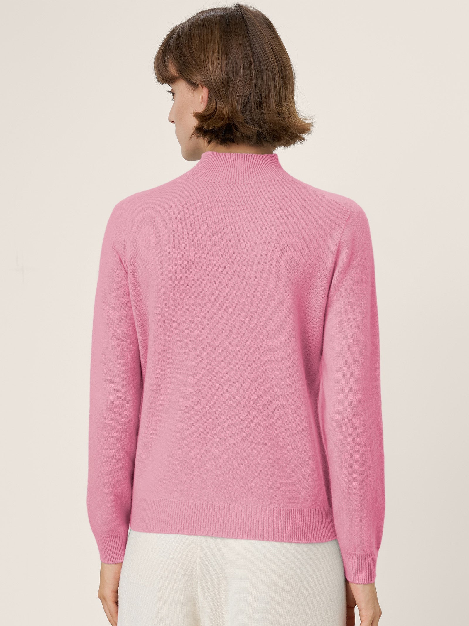 Cashmere Blend Hand-Finished Seamless Mock Neck Ribbed Sweater RHEA
