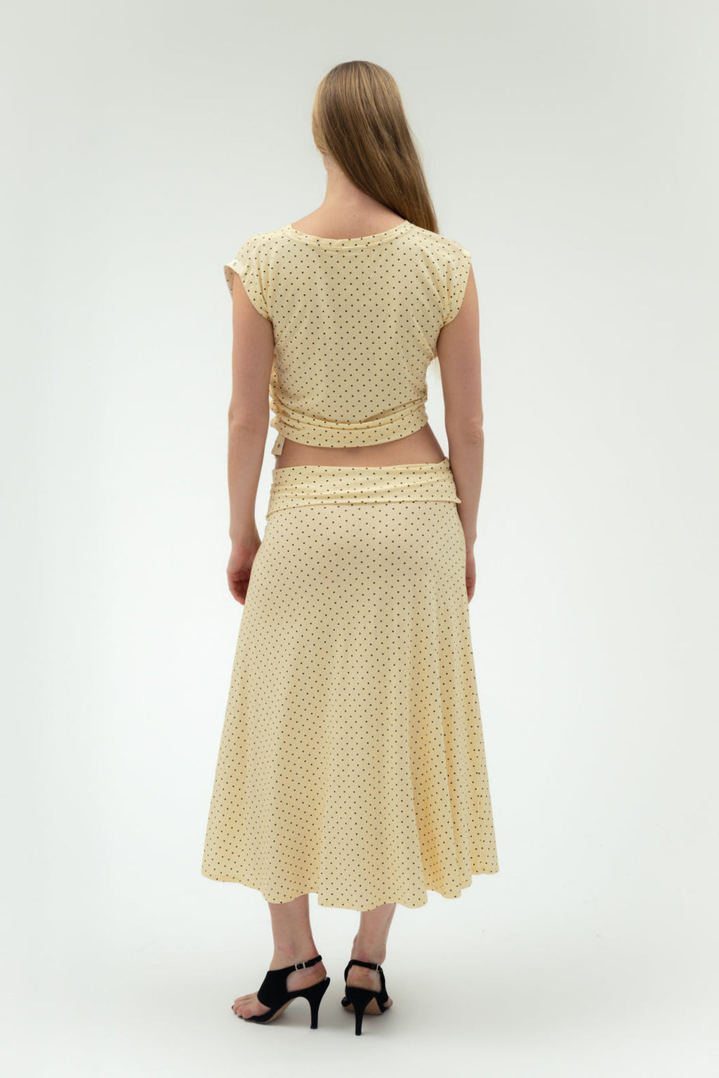 Foldover Flared Maxi Skirt - Yellow
