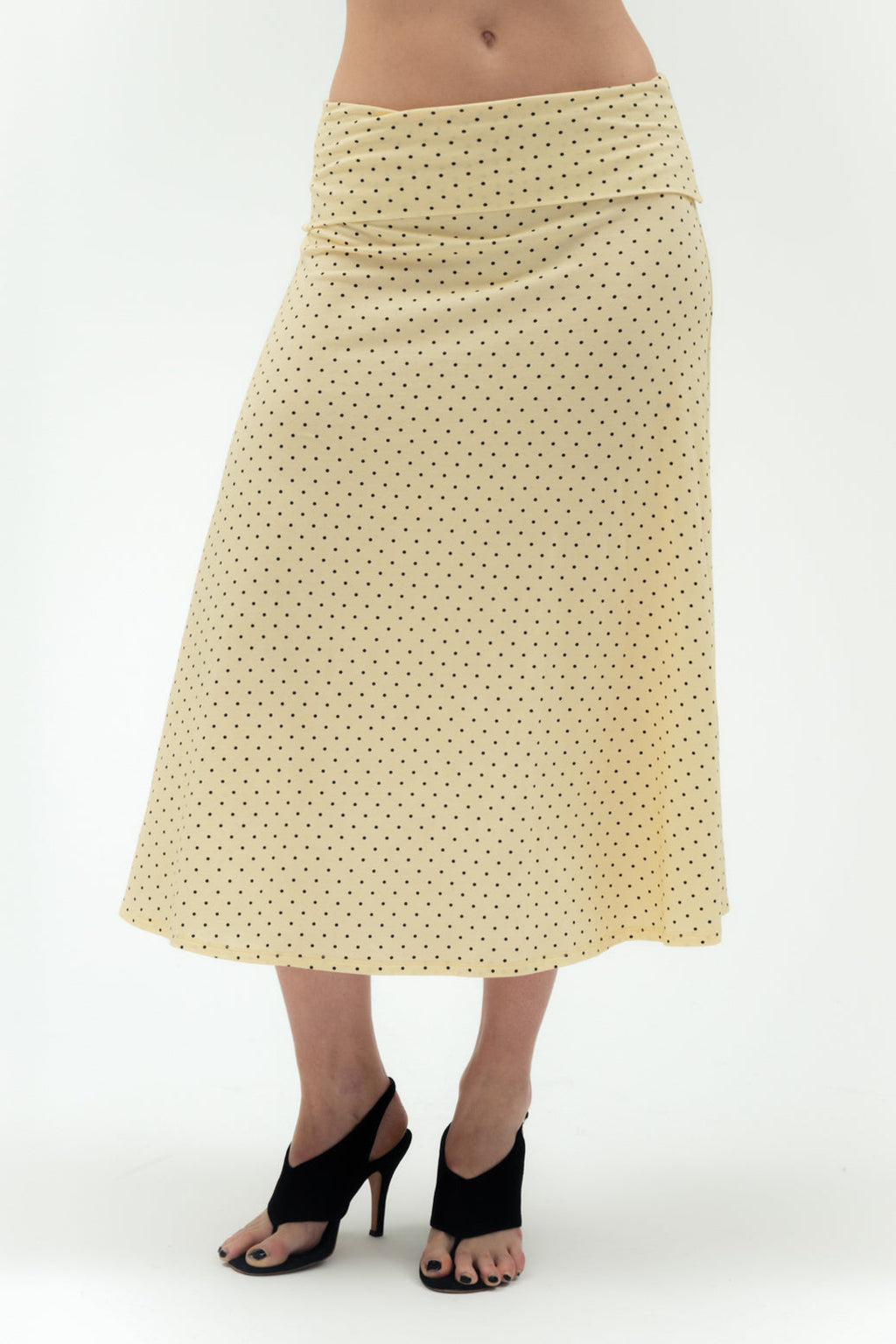 Foldover Flared Maxi Skirt - Yellow