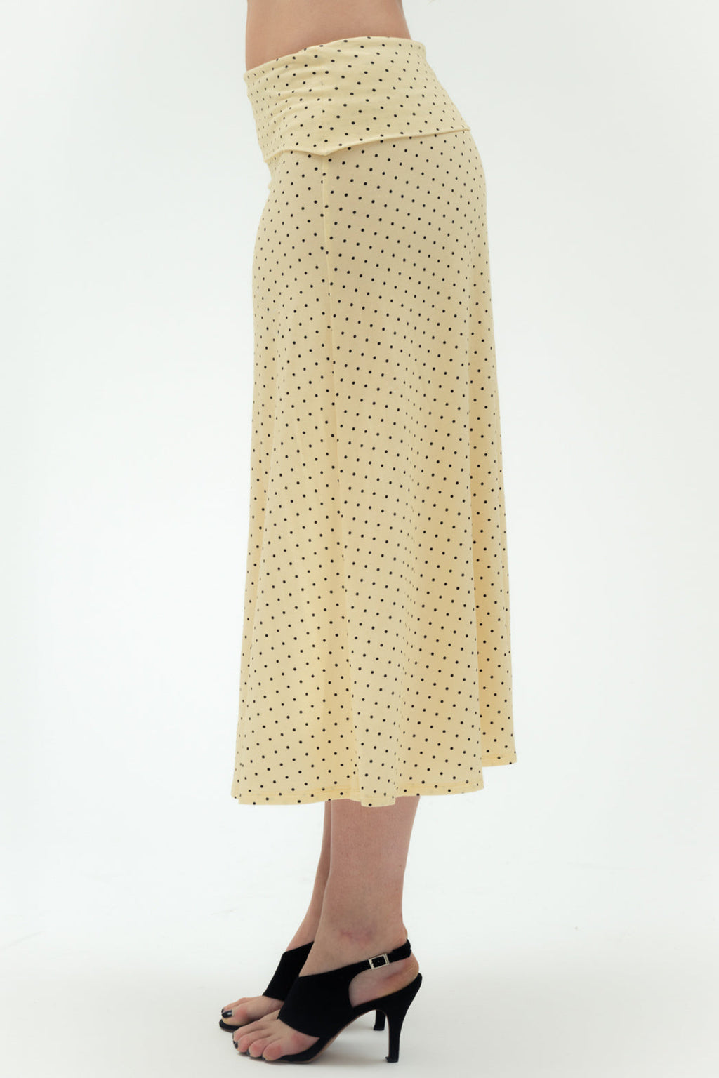 Foldover Flared Maxi Skirt - Yellow