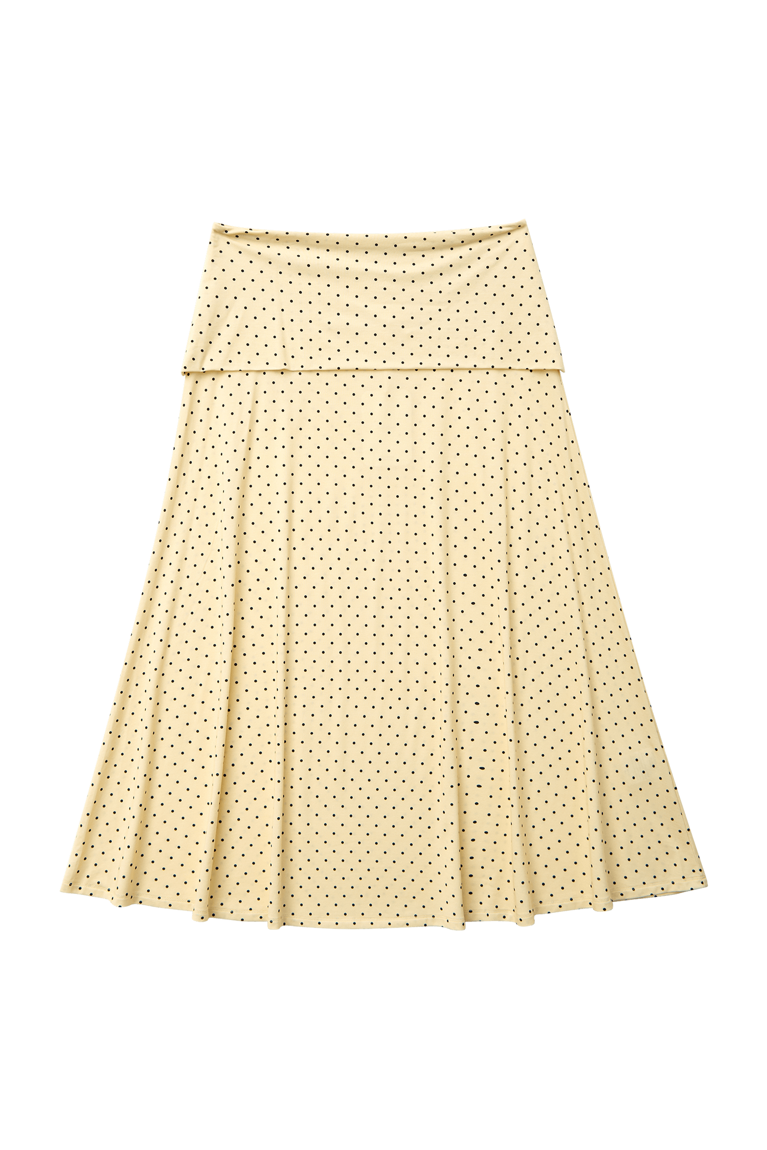 Foldover Flared Maxi Skirt - Yellow